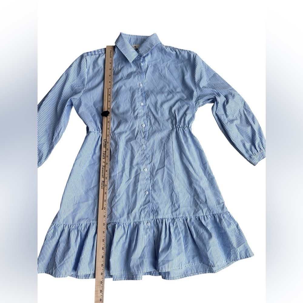Pink Ripple Blue Striped Button-Up Dress - Picture 6 of 7
